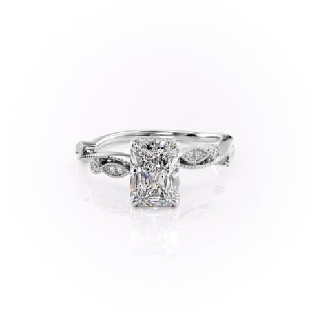 Halo Robin Setting Radiant Diamond Ring 925 Sterling Silver