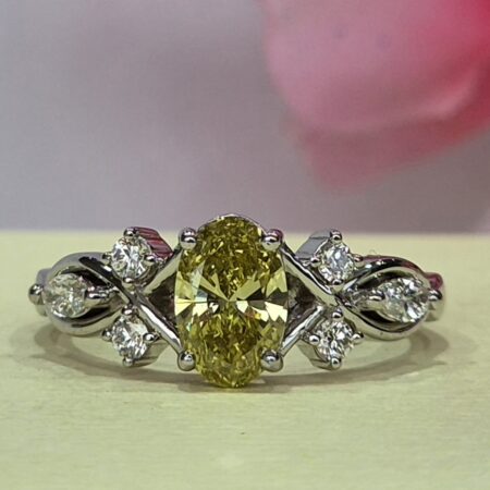 Yellow Solitaire Lab Grown Diamond 925 Sterling Ring