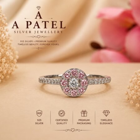 Pink And White Mojo Diamond 925 Sterling Ring